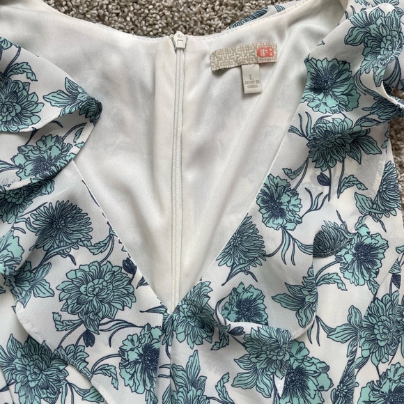 GB Gianna Bini Dress sleeveless ruffle dress floral print V-neck size Large - Picture 4 of 6